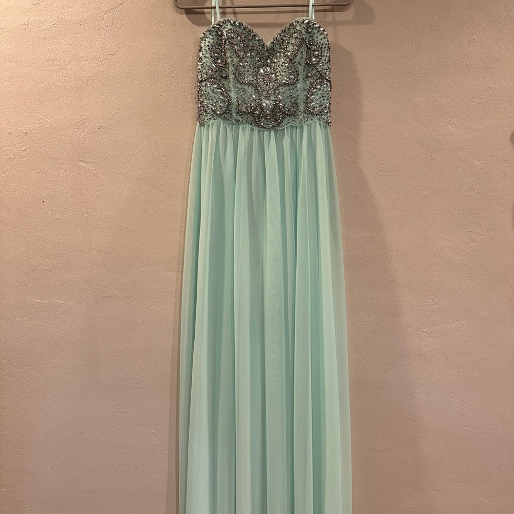 My Michelle Strapless Gown in Light Green